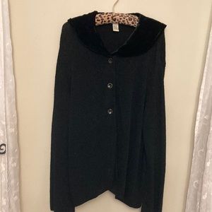 J.Jill Jet black sweater/ jacket with velvet collar